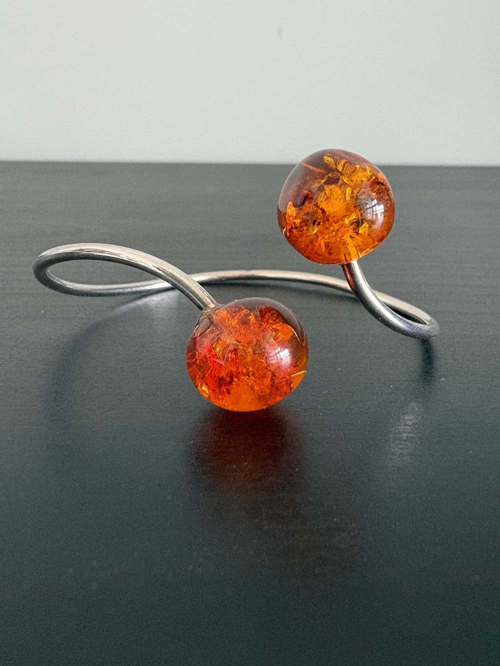 Amber and Sterling Silver Bracelet